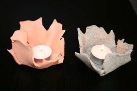 Billede af lysestager lavet af fimoler-blade