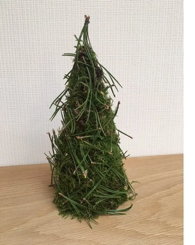 Billede af juletræ lavet af mos og fyrnåle