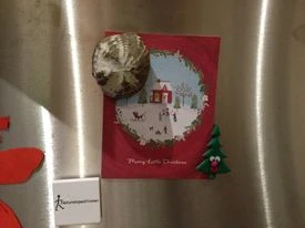 Billede af sten lavet som køleskabsmagneter