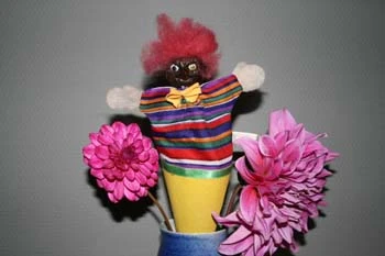 Billede af skub-op-klovn lavet med æblehoved