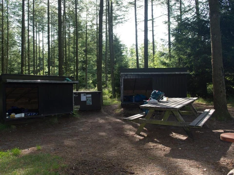 Shelters på naturbasen i Jenle Plantage