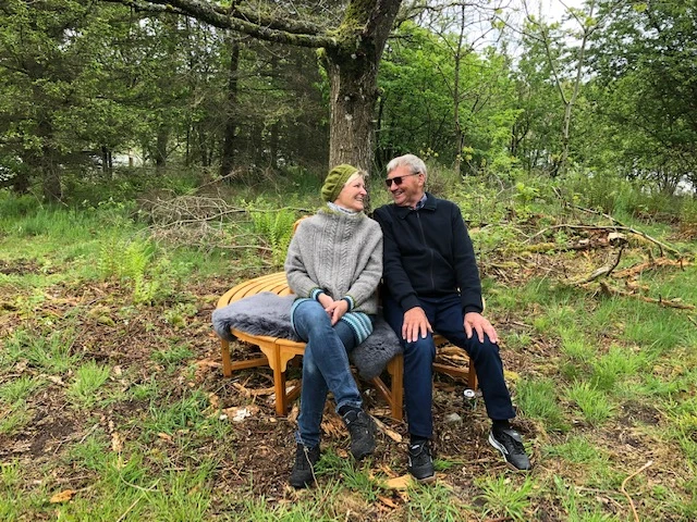 Billede af to der sidder på en bænk