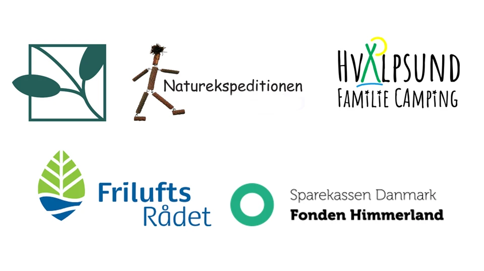 Logoer for Vandaksen, Naturekspeditionen, Hvalpsund Familie Camping, Friluftsrådet og Sparekassen Danmark Fonden Himmerland
